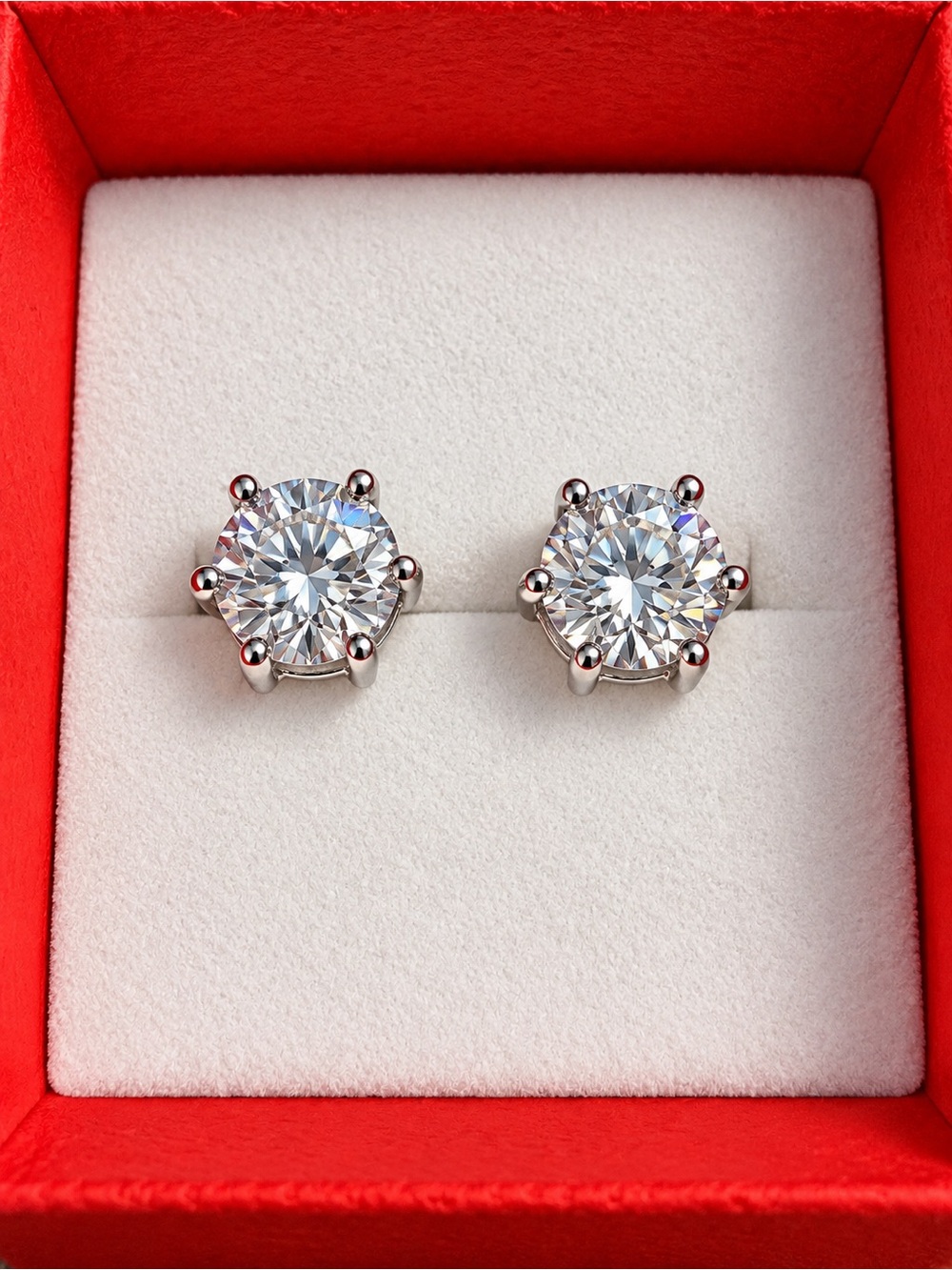 💎 Round Moissanite Solitaire Stud Earrings – Silver Plated